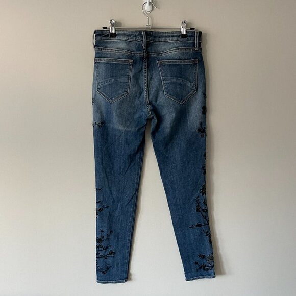 DRIFTWOOD Jackie Skinny Embroidered Denim Jeans Mid-Rise Dark Wash Blue 27 - Picture 3 of 9